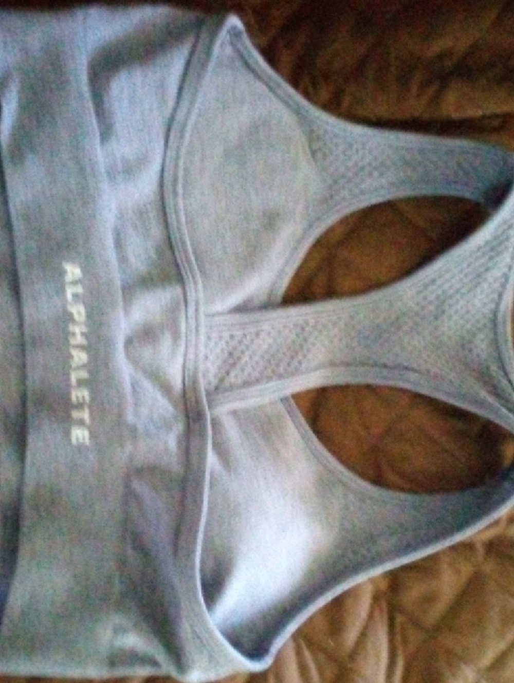 Alphalete Light Gray Racerback Sports Bra with Mesh Detail